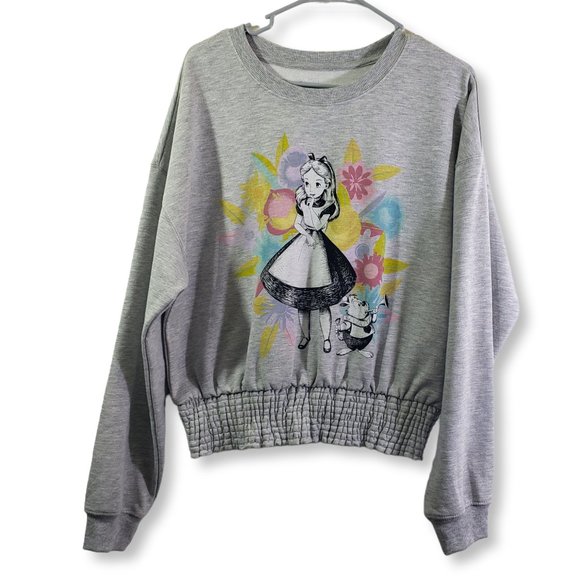 Disney Tops - DISNEY Size XL Gray Graphic Alice In Wonderland Sweatshirt, Pullover Top